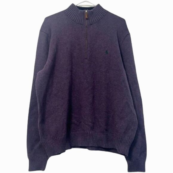 Polo Ralph Lauren Men Half Zip Pony Sweater XXL Knit Vintage Preppy Office Y2k - Picture 1 of 12